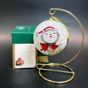 Pier 1 Li Bien Kitty Cat Round Glass Ornament 2017 3.5" with Box